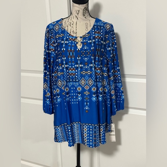 Ruby Rd. Blue Patterned Blouse - Picture 2 of 11